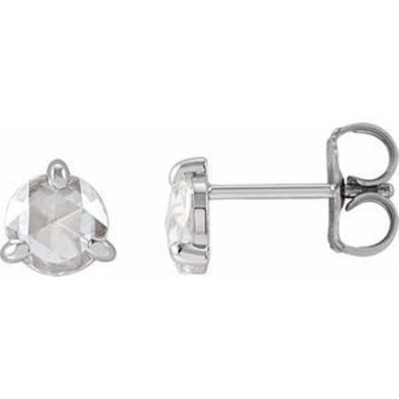 14K White 5 mmRose-Cut Lab-Grown Moissanite Stud Earrings